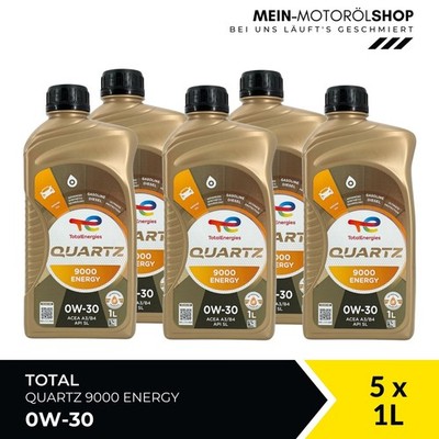 Total Quartz 9000 Energy 0W-30 MB 229.5 VW BMW Motoröl 5x1 Liter = 5 Liter