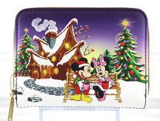 Loungefly Disney Mickey Mouse  Minnie Mouse Holiday Mini Zipper Wallet New 2025