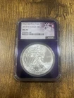 2013 W American Silver Eagle Struck at West Point Mint NGC MS70 Purple Bea Slab