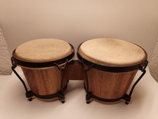 Bongos Bongo-Set Bongo Trommeln Naturfell Holz 18 cm 15 cm gebraucht Vintage 