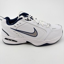 Nike Air Monarch IV Mens Size 10 4E White Blue Athletic Leather Shoes Sneakers