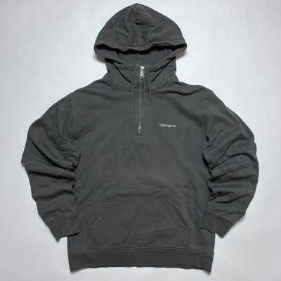 Carhartt Hooded Sweat Vintage 90s Hoodie grau L 3/4 Zip Kapuzenpullover Zipper