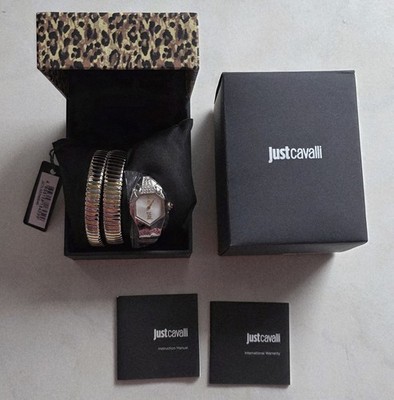 Just Cavalli Damenuhr Snake Gold Silber Neu