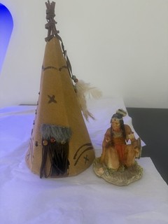 Vintage Leather Teepee Handmade With Hand Designs On Tp With Indian Warrior