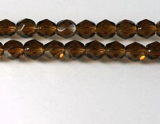 Czech Faceted Smoky Topaz Firepolish Glass Beads 6mm 25 