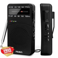 PRUNUS J-166 Portable AM FM Radio Battery Operated Tuning Light Back Clip