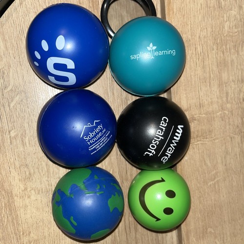 Stress Ball Fidget Toy Lot of 6 Sensory Squishy Balls Blue & Green Relaxation