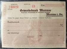 Meerane, Scheck der Gewerbebank 1920-30er Jahre