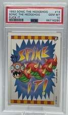 1993 Topps Sonic the Hedgehog Flick It #14 “Spike It!” PSA 10 GEM MT — SEGA