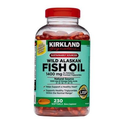 Kirkland Signature Wild Alaskan Fish Oil 1400 mg 230 Softgels FAST FREE SHIPPING