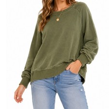 Aerie Sweatshirt Women Size M Olive Green Crewneck Oversized Casual Athleisure