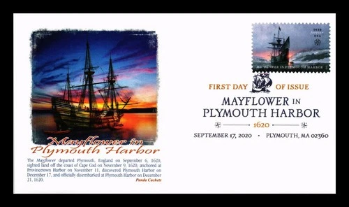 DR JIM STAMPS US COVER MAYFLOWER IN PLYMOUTH HARBOR FDC PANDA CACHET