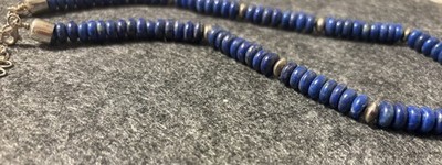 Eichelhäher König Sterlingsilber Lapis abgestuft Perlen Halskette mit Sterling Abstandshaltern 21 Zoll 