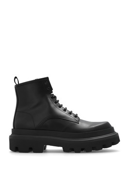 DOLCE&GABBANA Combat Black Leather Platform Boots New & Authentic