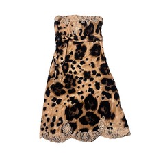 Valentino Garavani animal print brown black lace strapless Y2K dress Sz 42 US 6