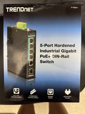 TRENDnet TI-PG541 Hardened Industrial 5 Port Gigabit PoE+  With Power adapter! 