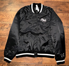 Victoria's Secret Pink Iconic Varsity Jacket Snap Closure Black Logo Dog XL NWT