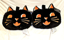 Martha Stewart Halloween Jack O Lantern Pumpkin Cat Faux Fur Pillow 2025 New x2