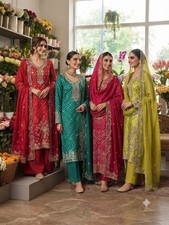 Designer Pakistani Salwar Kameez Muslin Ready To Wear Designer Party Wear Suit