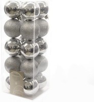 Kugeln Weihnachtskugeln Bruchfest 20 Stk Weihnachtsdeko Baumschmuck Silber Ø 6Cm