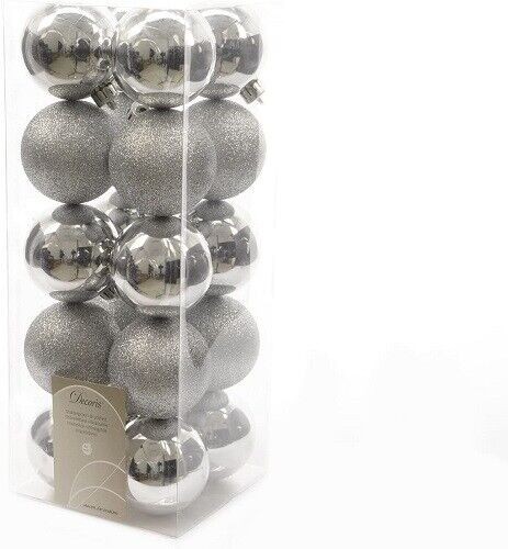 Kugeln Weihnachtskugeln Bruchfest 20 Stk Weihnachtsdeko Baumschmuck Silber Ø 6Cm-image