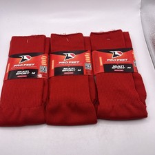 Pro Feet 3 Pairs Multi Sport Scarlet Red Sock Size 9-11 (Women 6-9) Made in USA