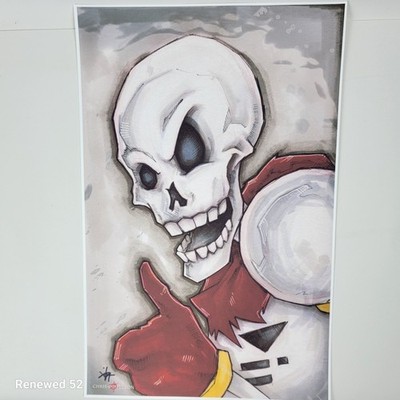 Undertale Papyrus Art Print Chris Oz Fulton Signed Skull Gaming Poster Comic Con