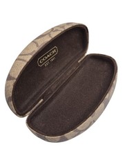 Coach Signature Tan Brown Hard Clam Shell Eye Glasses Sunglasses Case Clamshell