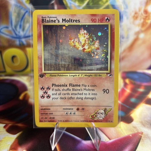 Blaine's Moltres 001/132 Gym Heroes Holo **SWIRL**