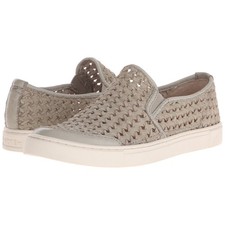 Frye Ivy Woven Leather Slip On Sneakers Grey White 9.5M 7200043-WHT