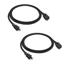 2-Pack 3ft Extension Cord Outdoor 16 SJTW AWG Heavy Duty Power Cord 2 Pack 3FT