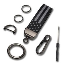 Car Key Chain, Leather Car Keychains for Men, American Usa Flag Key Black