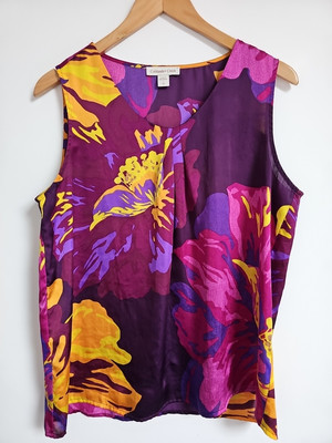Coldwater Creek Blumen Floaty Bluse Top Größe 14