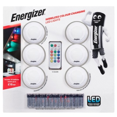 Energizer 6 kabellose RGB Farbwechsel LED Lichter Batterien ferngesteuert