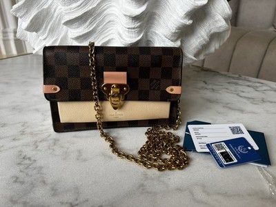Louis Vuitton Vavin Chain Plaid Canvas With Leather Crossbody Shoulder Clutch
