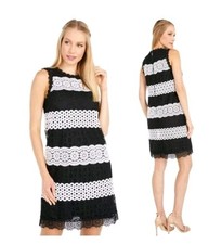 NWT KATE SPADE Dot Lace Floral Black and White Shift Dress Size 10