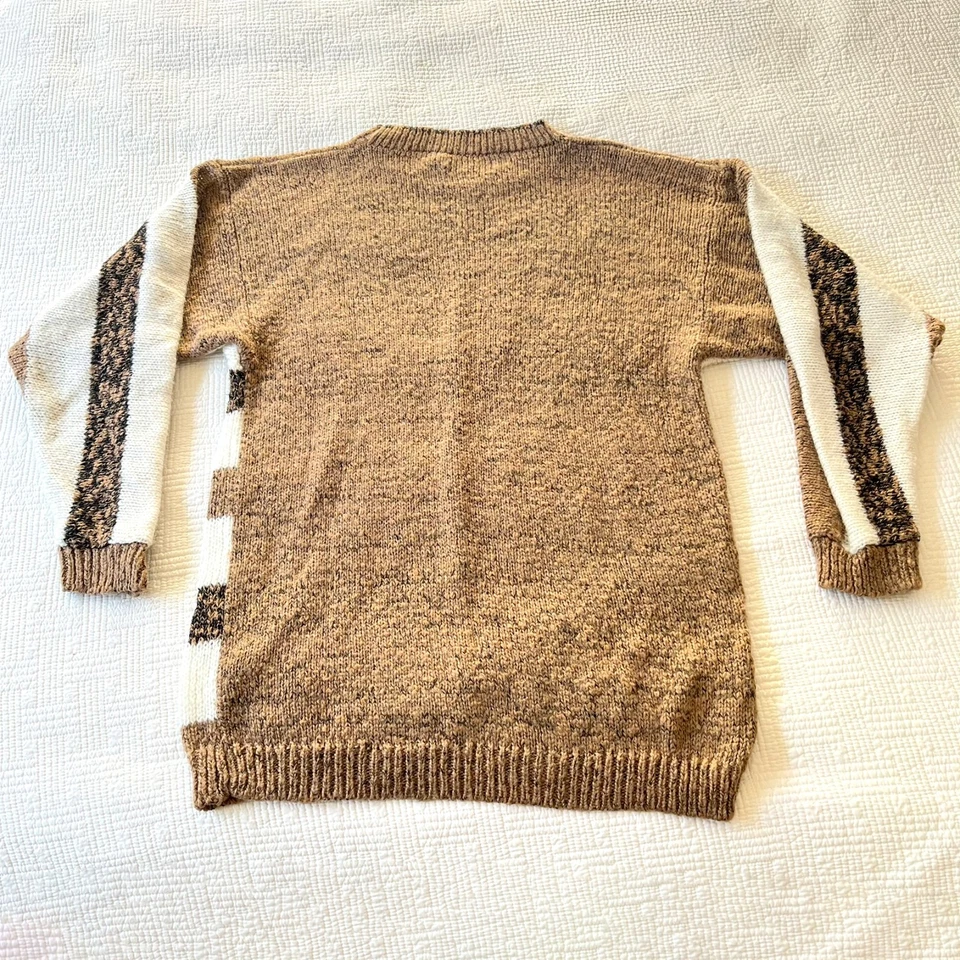 Suéter Pullover Tejido Western Connection De Colección Mediano Marrón Geométrico Ala de Murciélago Foto 3 de 4