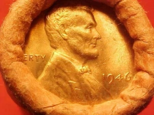1946 P OBW ORIGINAL BANK WRAPPED ROLL UNCIRCULATED+ LINCOLN WHEAT CENT PENNIES