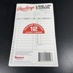 Baseball/Softball Line-Up Cards 12 4 part forms 1 Pack Rawlings