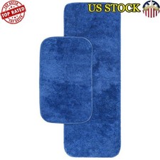 Soft Nylon Bath Rug Set Non-Slip Washable 2pc Electric Blue 21x34/22x60 New