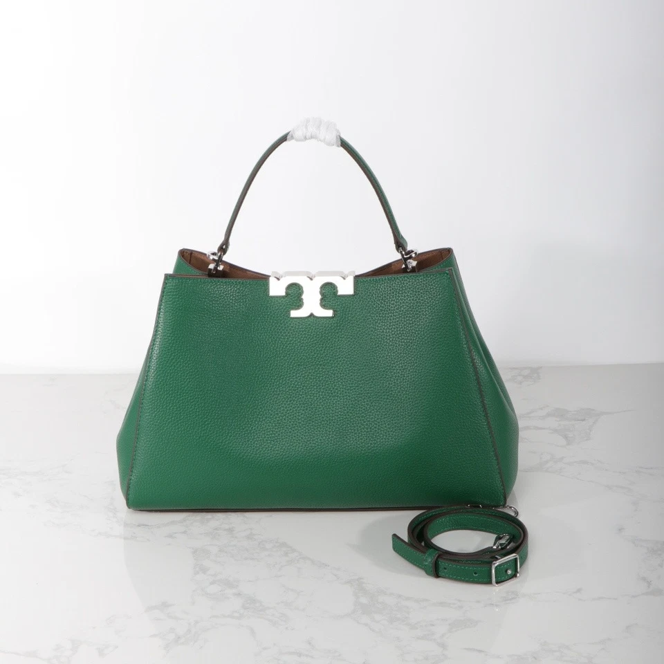 Bandolera Tory Burch Eleanor Slim 174980 Cuero Verde Plateado Nueva con Etiquetas Foto 2 de 4