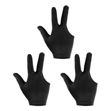 3Pcs 3 Fingers Pool Gloves Billiard Gloves Left Right Hand Show Gloves, Black
