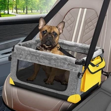 Dog Car Seat for Small Pets Up to 20 lbs, with Storage Pocket and Dual Clip-O...