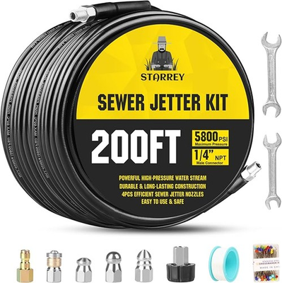 #ad Drain Cleaner Kit Pressure Washer Jetter 200ft 1 4 NPT 5800PSI $195.99