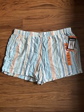 NWT Briggs Women s Linen Blend Striped Pull On Shorts Size XXL