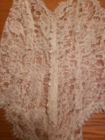 VTG Victoria's Secret Cream Sheer Lace Teddy Lingerie Sz S Gold Label FLAWS