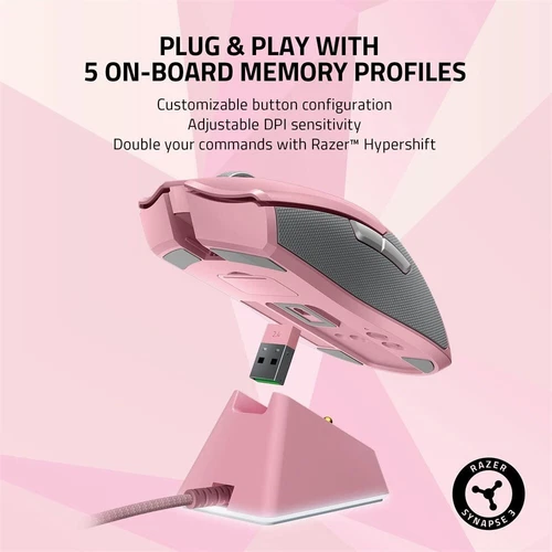 DPI Pink Razer Viper Ultimate Wireless Gaming Mouse With Charging Dock Mouse 20K - Picture 6 of 6