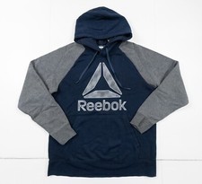 Reebok Sweatshirt Adult Large Blue Hoodie Pullover Crossfit Logo Sweater Mens