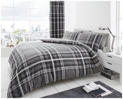 Newton Schottenkaro Bettdecke Quilt Cover & Kissenbezug Set Polycotton Karo Bettwäsche