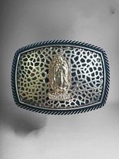 Guadalupe Virgin Cowboy Western Belt Buckle Hebilla Vaquera Rodeo Con Virgen